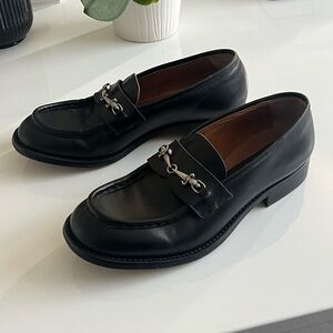 RARE Cesare Paciotti Black Leather Loafer Dagger Horsebit Womens 90s Y2K VINTAGE